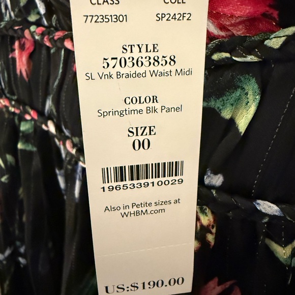 NWT White House Black Market Sleeveless V-Neck Braided Waist Midi Dress size 00 - Picture 6 of 7